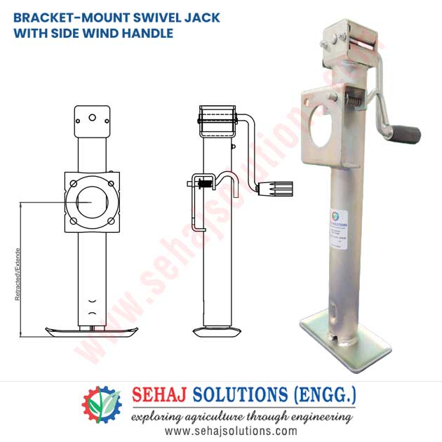 Bracket-Mount Swivel Jack with Side Wind Handle