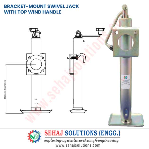 Bracket-Mount Swivel Jack with Top Wind Handle