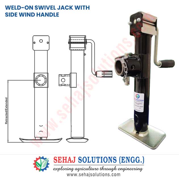 Weld-On Swivel Jack with Side Wind Handle