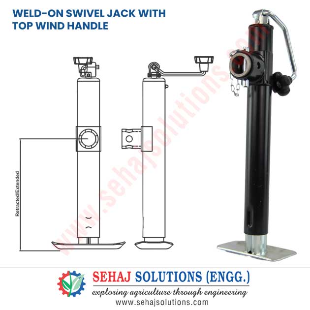 Weld-On Swivel Jack with Top Wind Handle