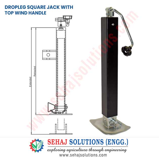 Dropleg Square Jack with Top Wind Handle